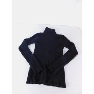 Sweater Womens XS Black Turtleneck Pullover Wool Blend Chunky-Knit Slim